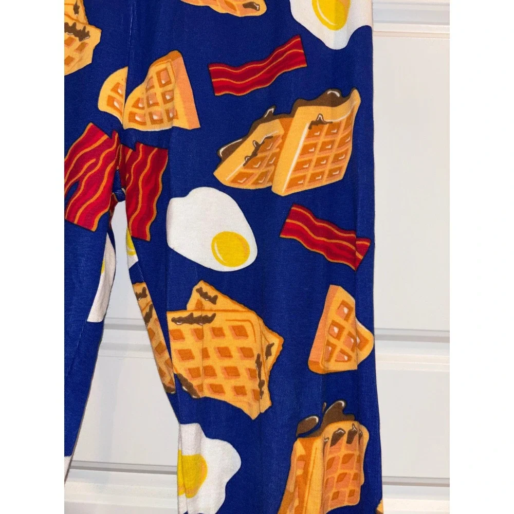 The Childrens Place Boys Pajama Pants Blue Breakfast Waffles Eggs Bacon Size 12